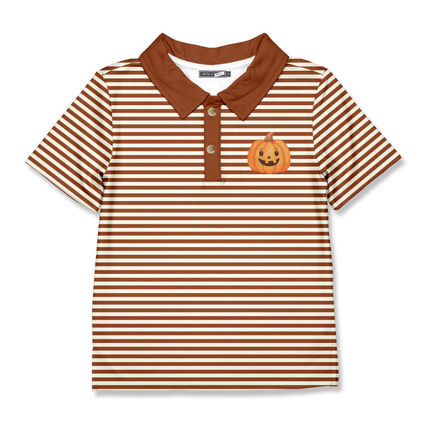 Kids Caramel Cafe Pumpkin Face Polo