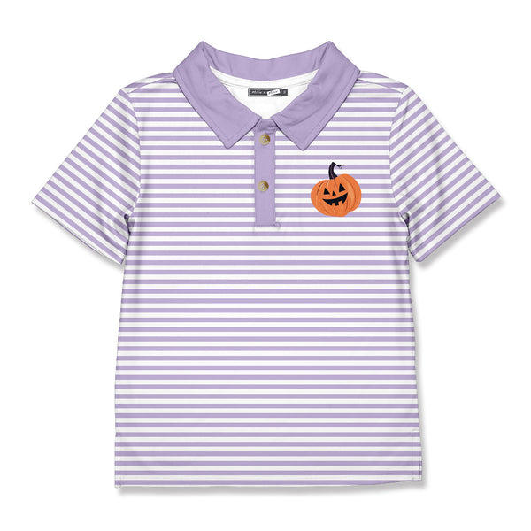 Kids Lilac Pumpkin Face Polo