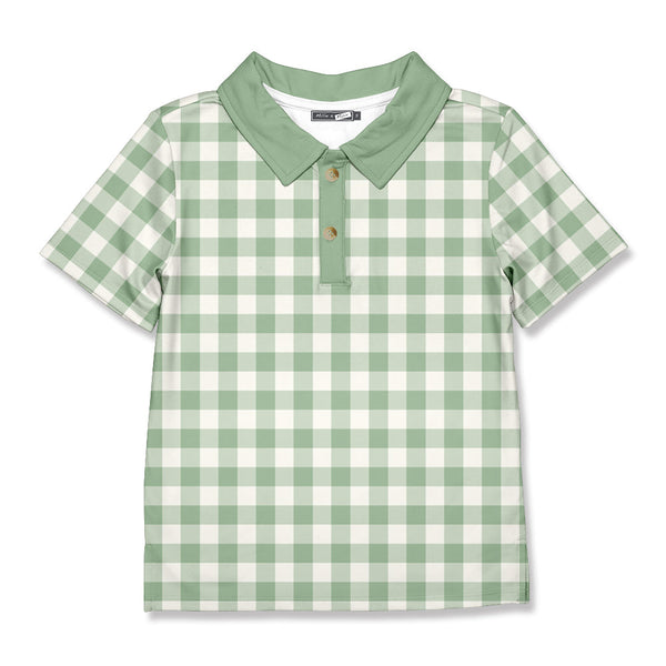 Kids Sage & Cream Check Polo