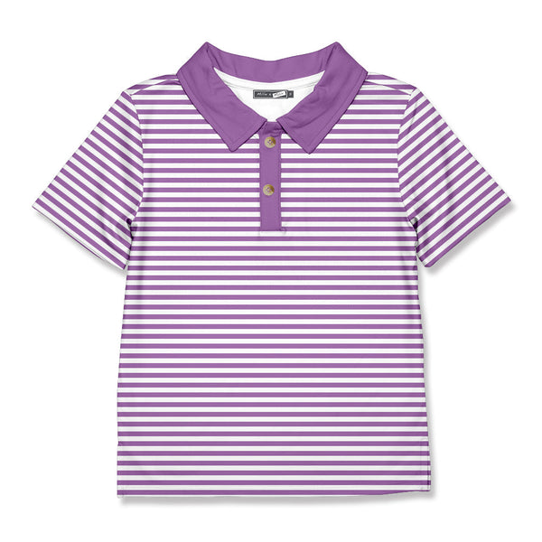 Kids Purple & White Stripe Polo