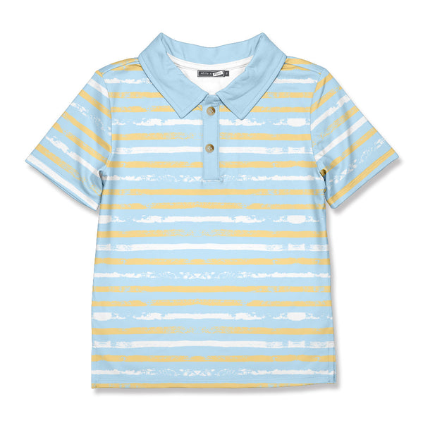 Kids Pale Blue Brushed Stripe Polo