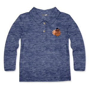 Kids Navy Heather Tom Turkey Long-Sleeve Polo