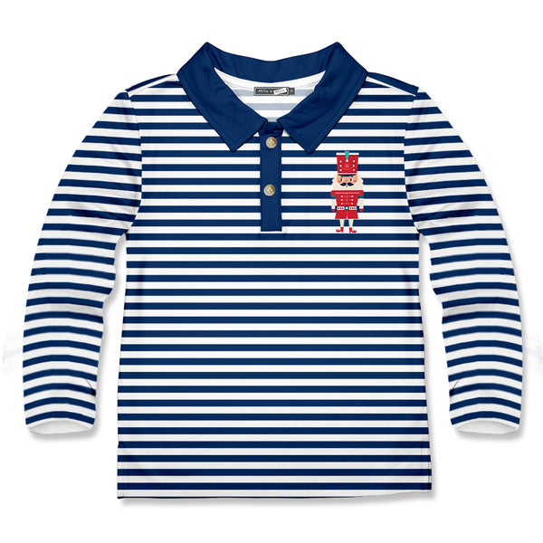 Navy Stripe Nutcracker Long-Sleeve Polo