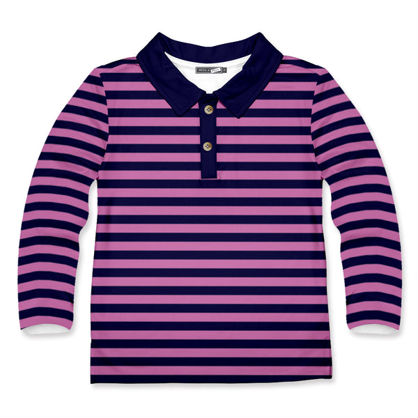 Kids Violet & Black Long-Sleeve Polo