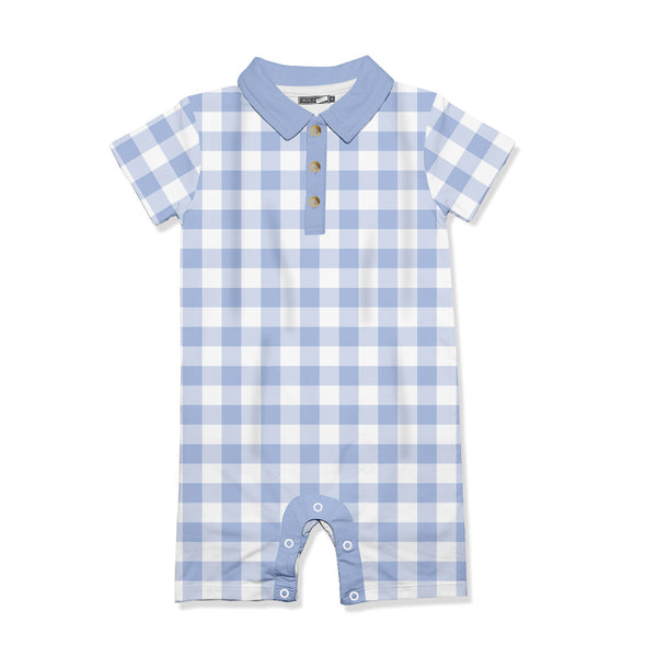 Periwinkle & White Gingham Button-Front Playsuit