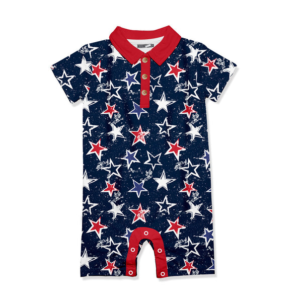 Dark Navy Stars Button-Front Playsuit