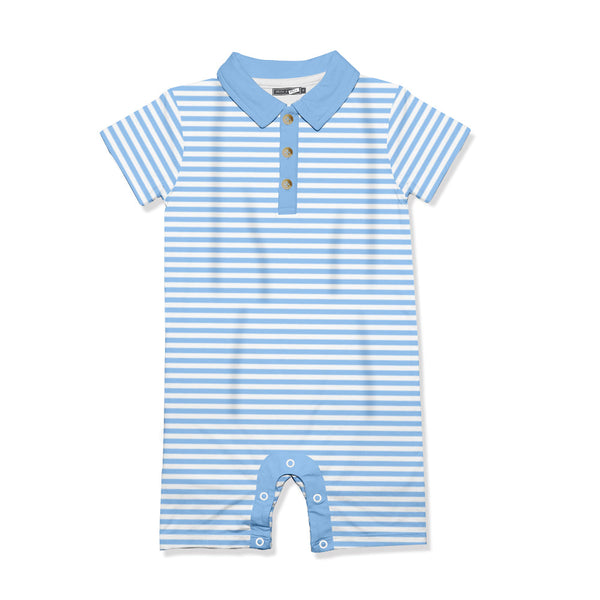 Light Blue Stripe Button-Front Playsuit