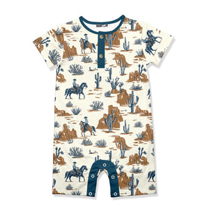 Kids Cream Western Frontier Short-Sleeve Romper