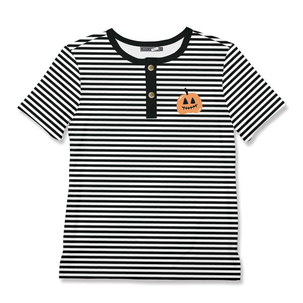 Black Stripe Pumpkin Short-Sleeve Henley