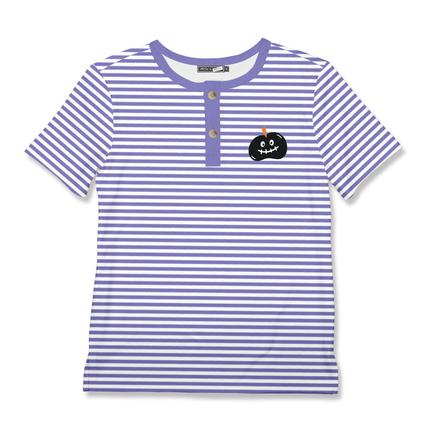 Purple Stripe Pumpkin Short-Sleeve Henley