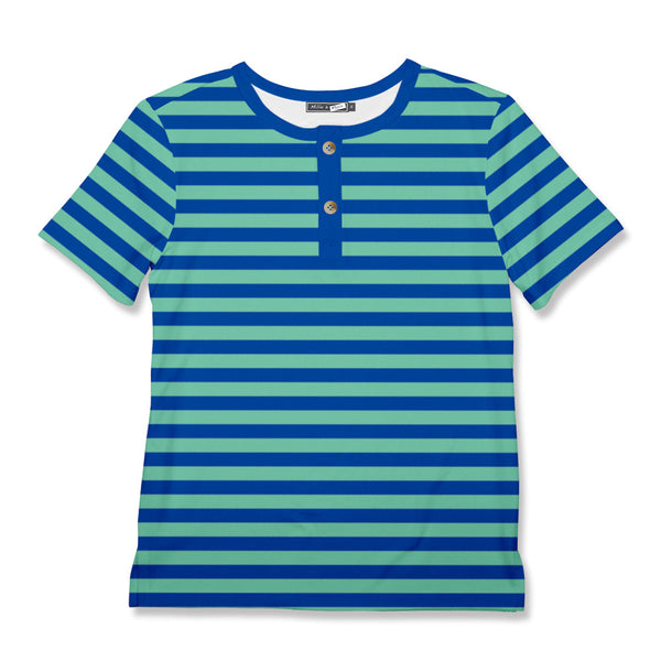 Blue & Green Stripe Henley