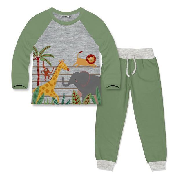 Loden Frost Animal Zoo Long-Sleeve Raglan Tee & Joggers