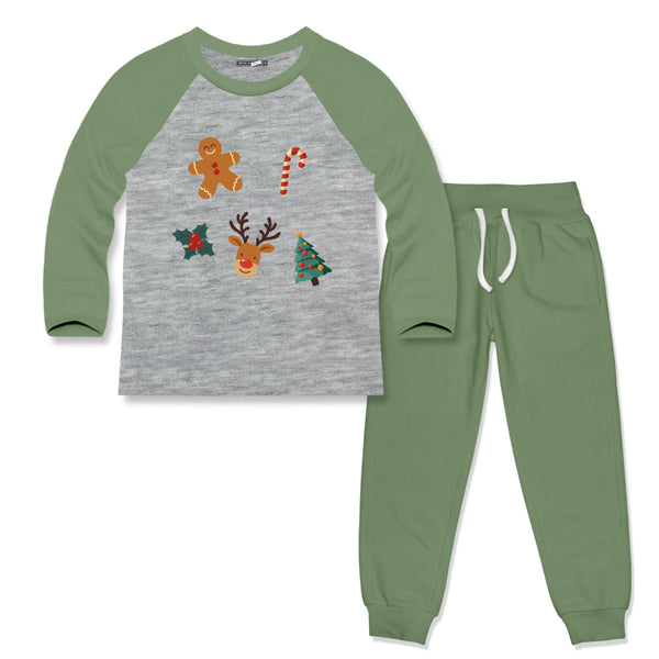 Kids Gray Heather Holly Images Long-Sleeve Raglan Tee & Joggers