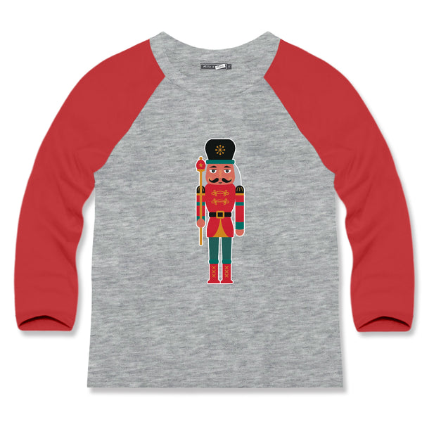 Heather Gray & Red Nutcracker Long-Sleeve Raglan Tee