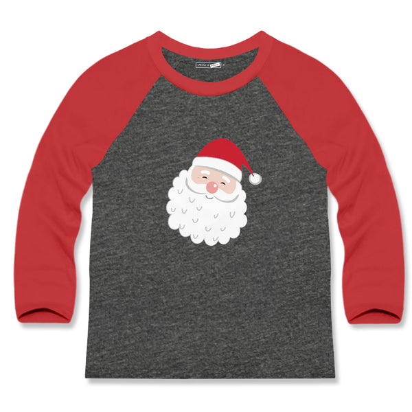 Charcoal Heather Santa Long-Sleeve Raglan Tee