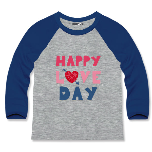 Gray Happy Love Day Long-Sleeve Raglan Tee