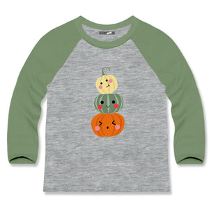 Gray Heather Winking Pumpkin Long-Sleeve Raglan Tee