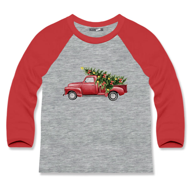 Red Christmas Tree Long-Sleeve Crewneck Top