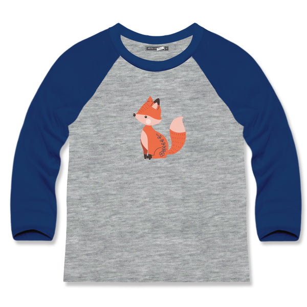 Heather Gray Fox Long-Sleeve Crewneck Top