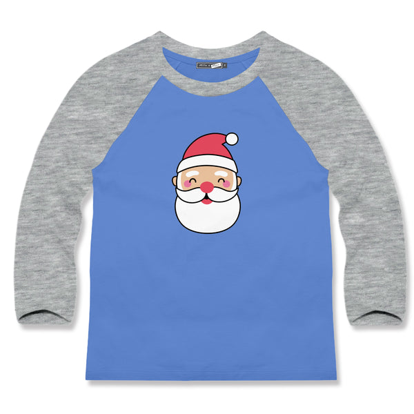 Marina Blue Santa Head Long-Sleeve Crewneck Top