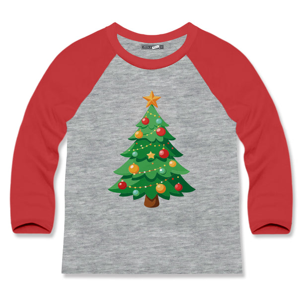 Gray & Red Christmas Tree Long-Sleeve Crewneck Top