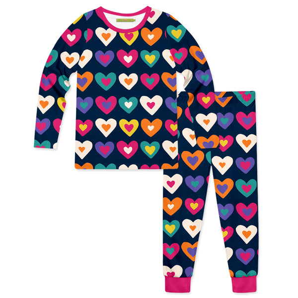 Gray Graphic Hearts Pajama Set