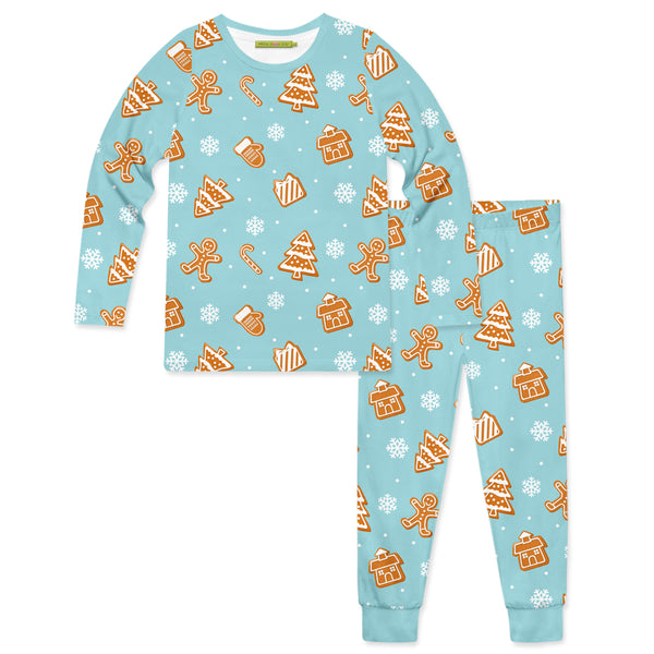 Nile Blue Holiday Gingerbread Pajama Set