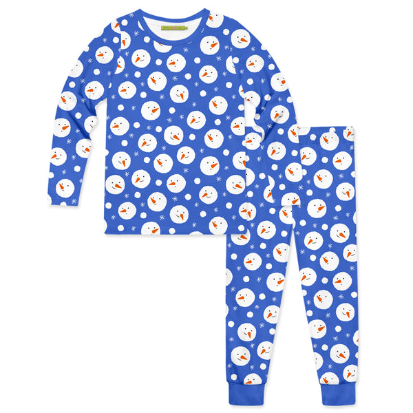 Blue Snowman Dots Pajama Set