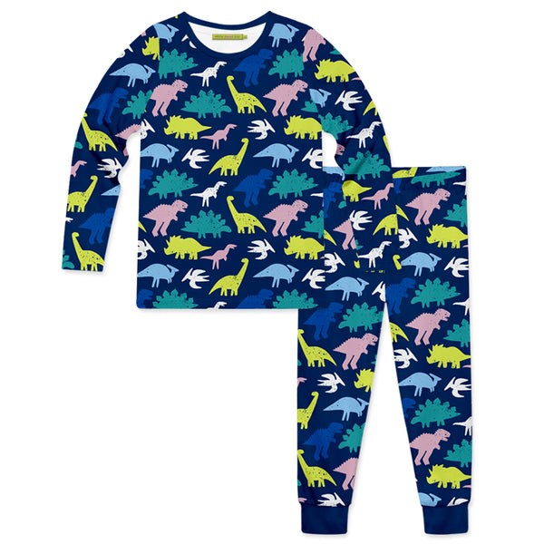 Navy Dino Block Pajama Set