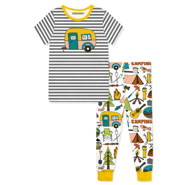 White Camping Pajama Set