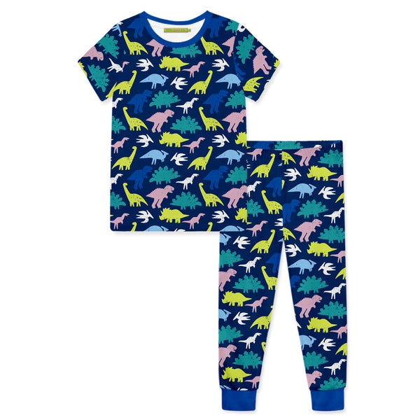 Navy Dino Block Pajama Set