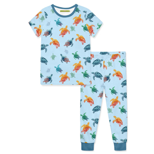 Ice Blue Turtle Dive Pajama Set