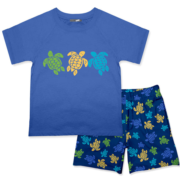 Blue Crewneck Tee & Turtle Trail Shorts