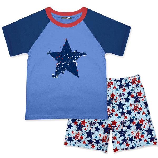 Marina Blue Crewneck Tee & Stars Shorts