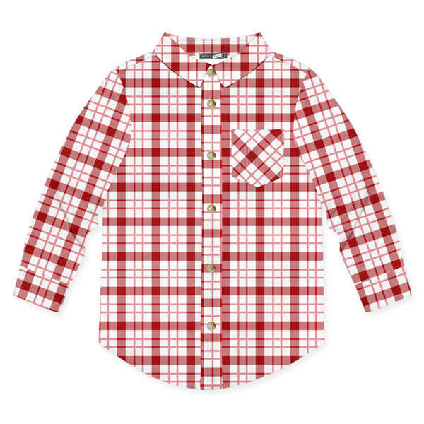 Red Plaid Long-Sleeve Button-Up