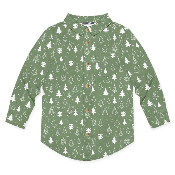 Loden Frost Trees Long-Sleeve Button-Up