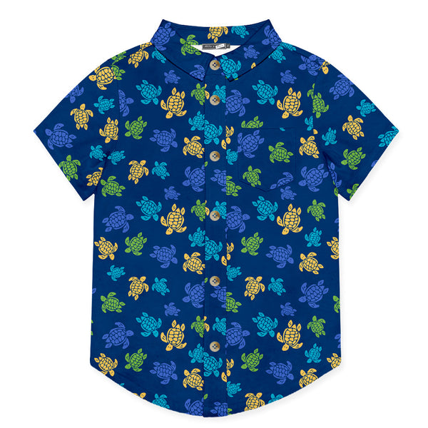 Blue Turtle Trail Short-Sleeve Button-Up