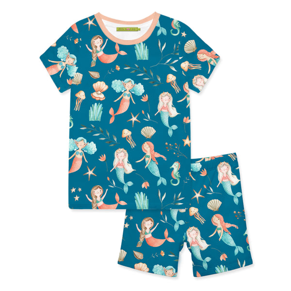 Teal Mermaid Short-Sleeve Pajama Set