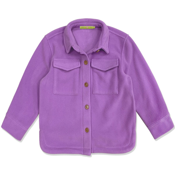 Purple Button-Accent Collared Shacket