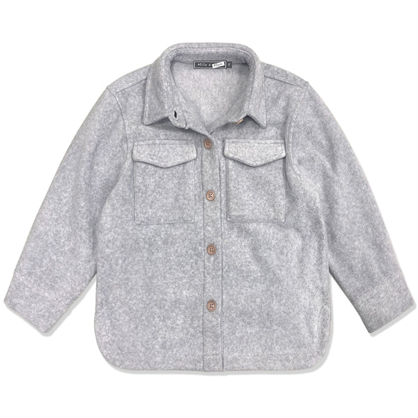 Gray Heather Button-Accent Collared Shacket