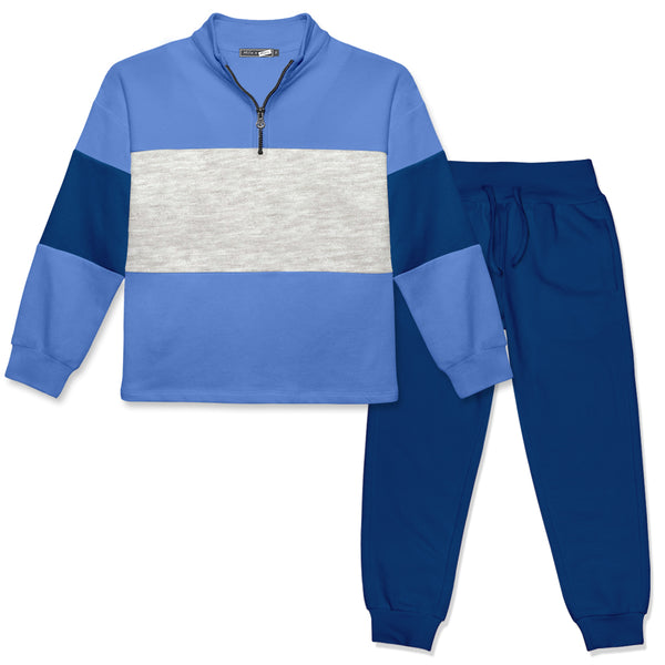 Marina Blue & Cobalt Color Block Quarter-Zip Pullover & Joggers