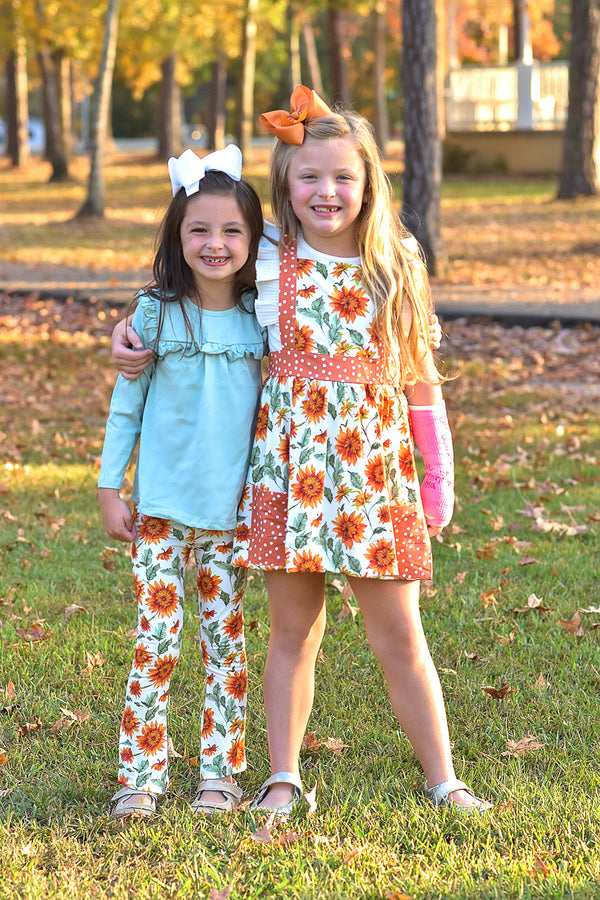 Sage Ruffle Long-Sleeve Top & Sunflower Flare Leggings