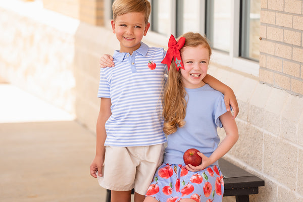 Periwinkle Stripe Apple Polo