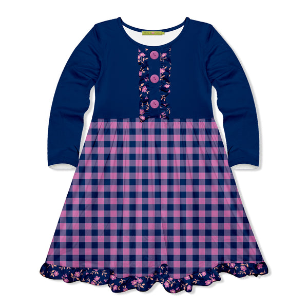 Violet & Navy Gingham Dress