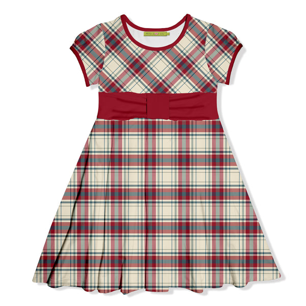 Red Christmas Plaid Bow-Accent Dress