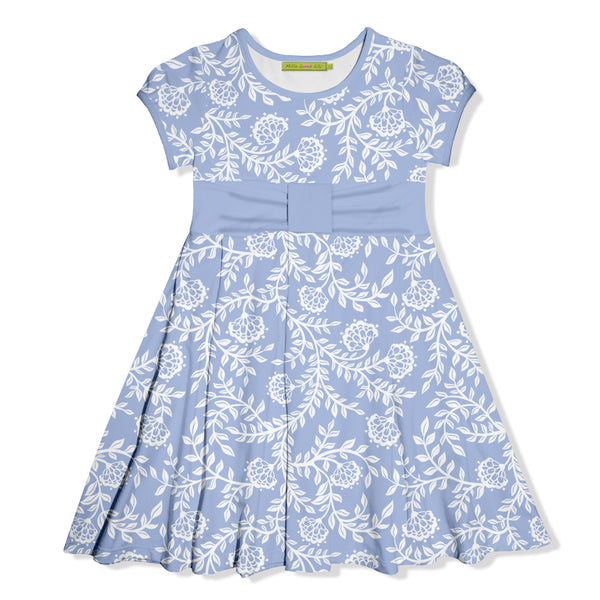 Periwinkle Floral Bow-Accent Dress