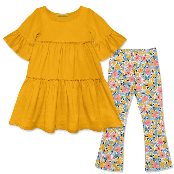 Millie Loves Lily Girls Marigold Tiered Dress and Legging Set