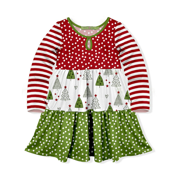 Green Christmas Forest 3-Tiered Dress