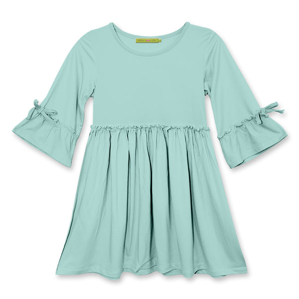 Mint Bow Bell-Sleeve A-Line Dress