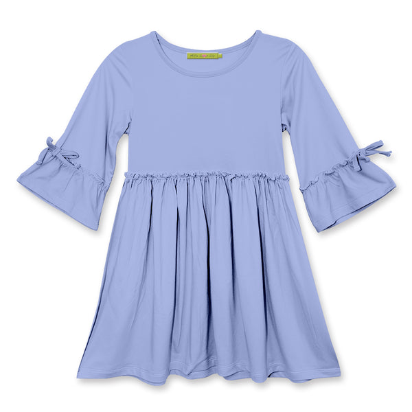 Periwinkle Bow Bell-Sleeve A-Line Dress